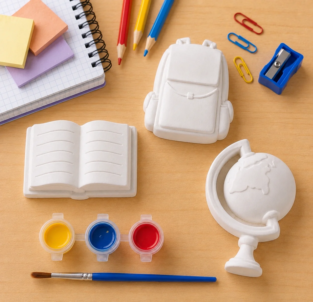 Kit vuelta al cole · 3 figuras para pintar