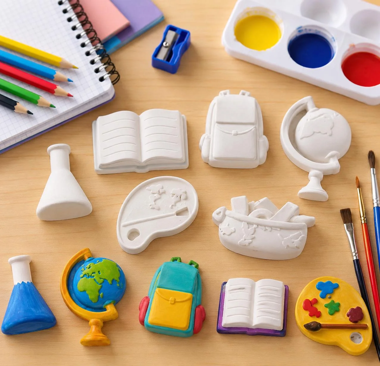 Kit vuelta al cole · 3 figuras para pintar